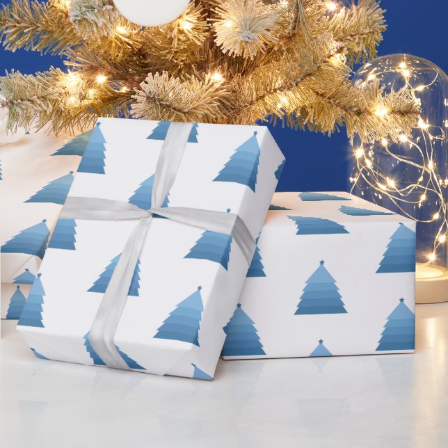 Blue Christmas Tree Wrapping Paper (Holidays)