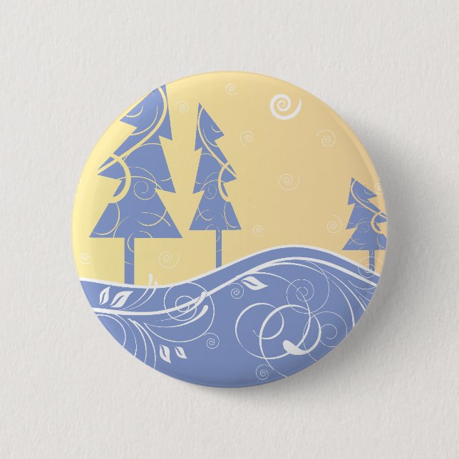 blue Christmas Trees 2 Inch Round Button (Front)