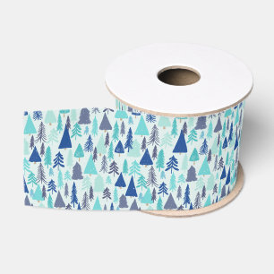 Blue Christmas Trees in an Evergreen Forest Grosgrain Ribbon