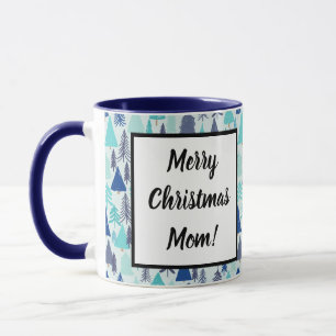 Blue Christmas Trees in an Evergreen Forest Mug