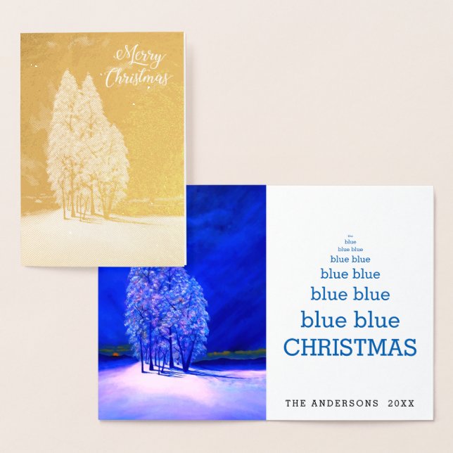 Blue Christmas Trees Original Spruce Pine Fir Foil Card (Display)