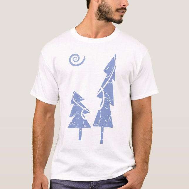 blue Christmas Trees T-Shirt (Front)