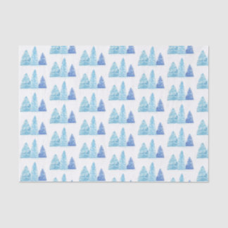 Blue Christmas Trees Tissue Paper