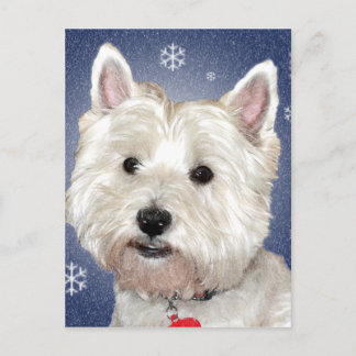 BLUE CHRISTMAS westie Holiday Postcard