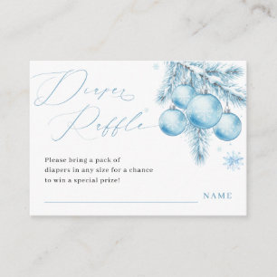 Blue Christmas Winter Boy Diaper Raffle Enclosure Card