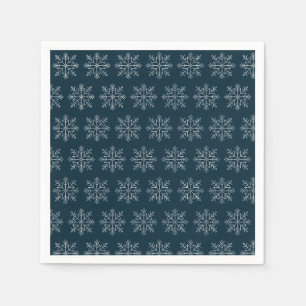 Blue christmas winter holidays snowflake napkin