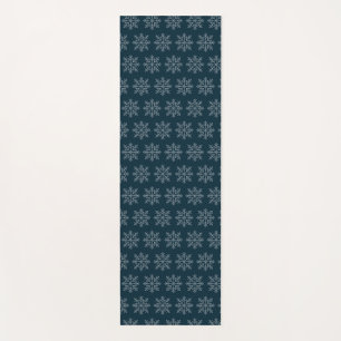 Blue christmas winter holidays snowflake yoga mat