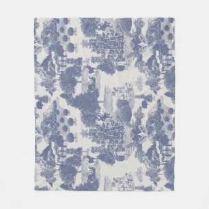 Blue Christmas Winter Wonderland Fleece Blanket