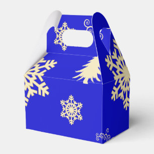 Blue Christmas with Cream Snowflakes Favor Box
