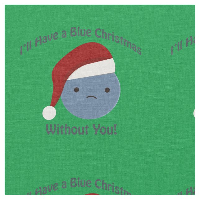 Blue Christmas Without You Blueberry Fabric (Close Up)