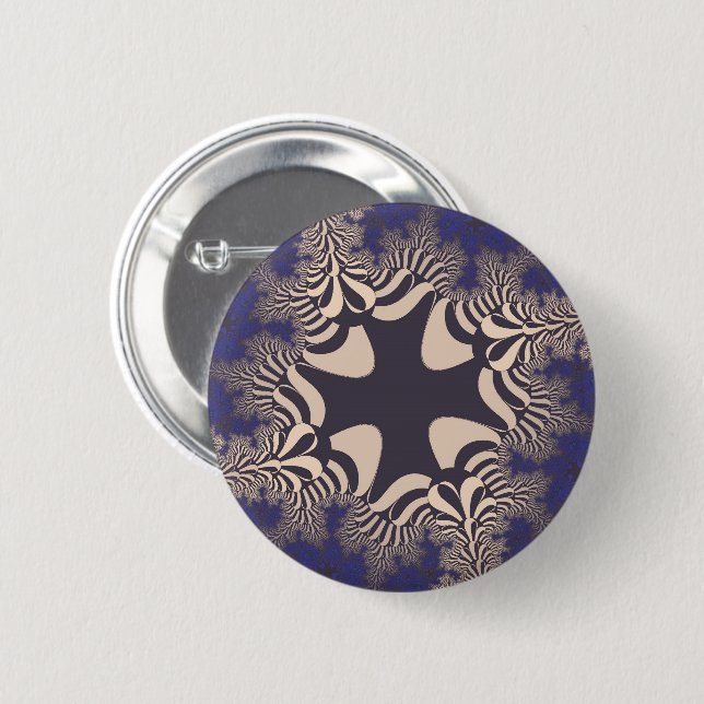Blue Chrome Cross 2 Inch Round Button (Front & Back)