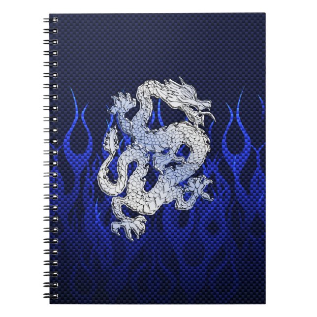 Blue Chrome like Dragon Carbon Fibre Style Notebook (Front)