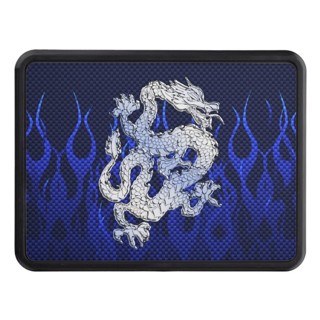 Blue Chrome like Dragon Carbon Fibre Style Trailer Hitch Cover (Front)