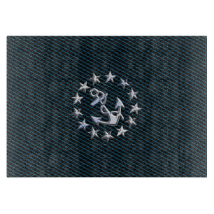 Blue Chrome Like Yacht Flag Automotive Grille Cutting Board