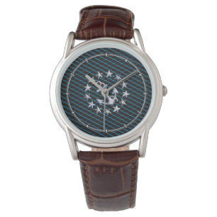 Blue Chrome Like Yacht Flag Automotive Grille Watch