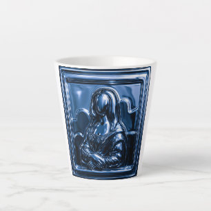 Blue Chrome Mona Relief Latte Mug