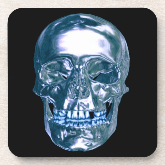 Blue Chrome Skull Coasters (Front)