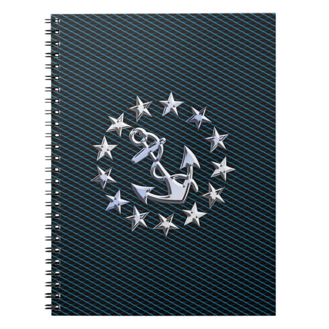 Blue Chrome Style Yacht Flag on Grille Print Notebook (Front)