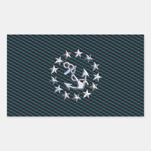 Blue Chrome Style Yacht Flag on Grille Print Sticker