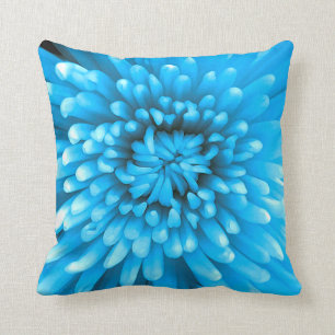 Blue Chrysanthemum Throw Pillow