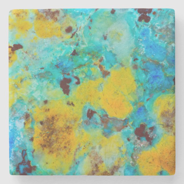 Blue Chrysocolla Jasper Stone Coaster (Front)