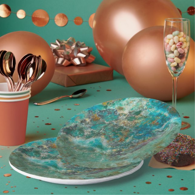 Blue Chrysocolla Mineral Stone Paper Plate (Multi)