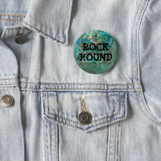 Blue Chrysocolla Mineral Stone Rock Hound 2 Inch Round Button (In Situ)
