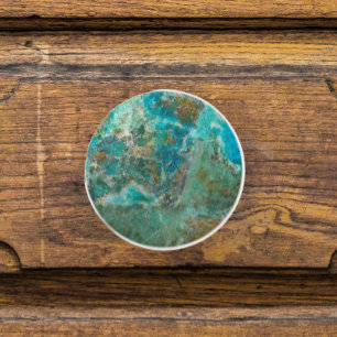 Blue Chrysocolla Stone Image Ceramic Knob
