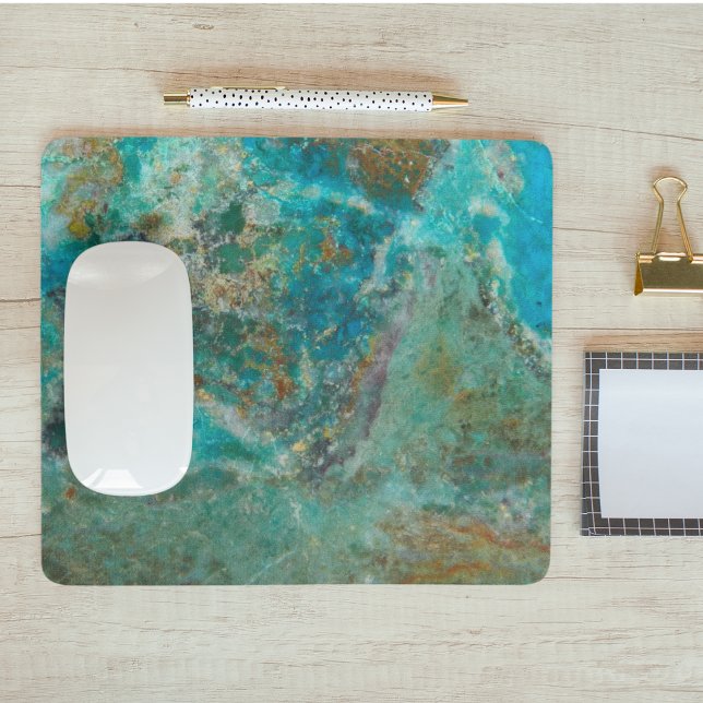 Blue Chrysocolla Stone Image Mouse Pad (In Situ)
