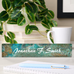 Blue Chrysocolla Stone Image Personalized Nameplate