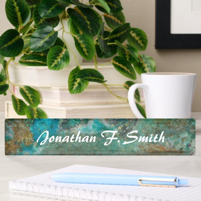Blue Chrysocolla Stone Image Personalized Nameplate