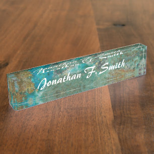 Blue Chrysocolla Stone Image Personalized Nameplate