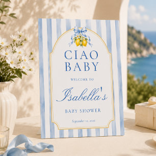 Blue Ciao Baby Amalfi Lemon Boy Baby Shower Pedestal Sign