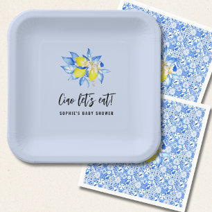 Blue, Ciao Baby, Lemons  Paper Plate