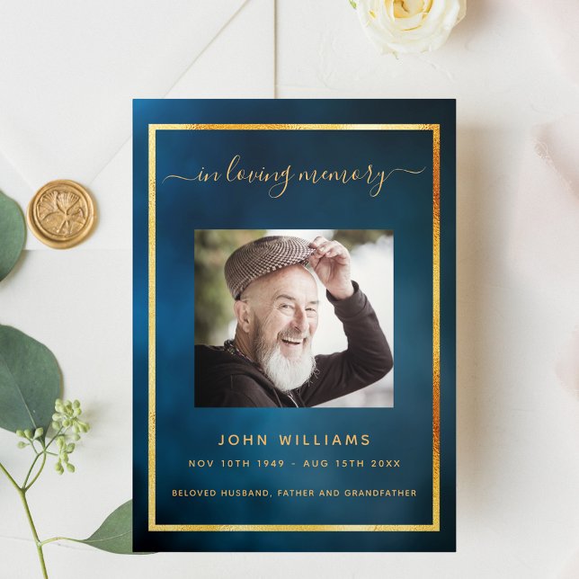 Blue ciel or photo tri-pli programme funéraire (Créateur téléchargé)