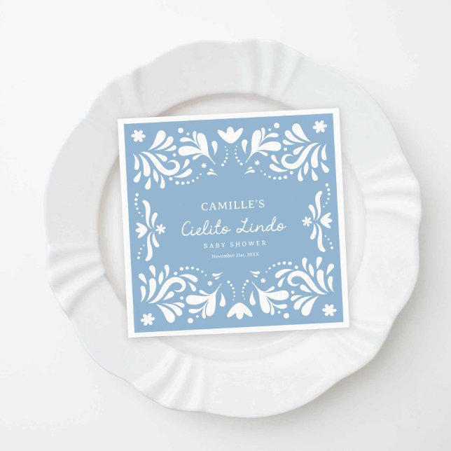 Blue Cielito Lindo Boy Baby Shower  Napkin (Blue Cielito Lindo Boy Baby Shower Paper napkins)