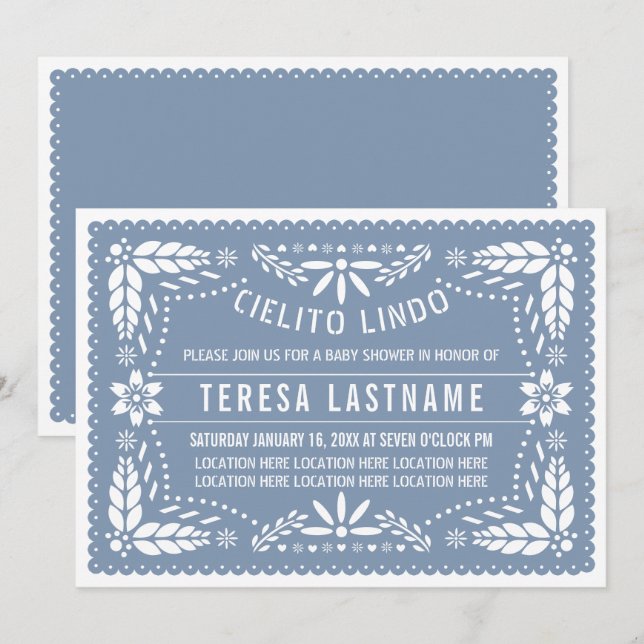 Blue Cielito lindo Mexican baby  boy shower Invitation (Front/Back)