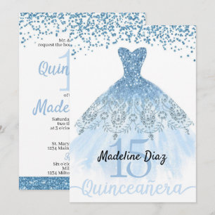 Blue Cinderella Quinceanera Invitation d'anniversa