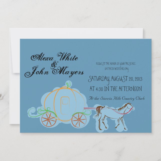 Blue cinderella wedding invitation (Front)