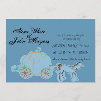 Blue cinderella wedding invitation