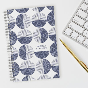 Blue Circle Geometric Pattern Spiral Notebook