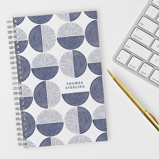 Blue Circle Geometric Pattern Spiral Notebook (Creator Uploaded)
