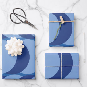 Blue Circle Geometric  Wrapping Paper Sheet
