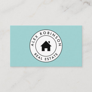 Blue circle house logo real estate business card