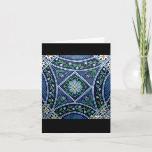 Blue Circle Ostrich Ukrainian Easter Egg Pysanka Holiday Card