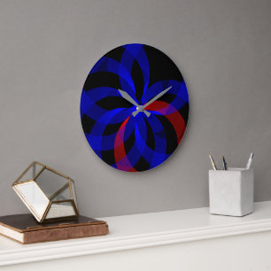 Blue Circle Red Accent Wall Clock