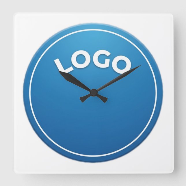Blue circle, Round logo, Circular badge, Button de Square Wall Clock (Front)