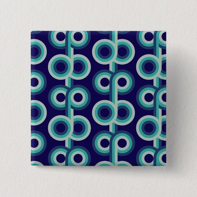Blue circles 2 inch square button (Front)