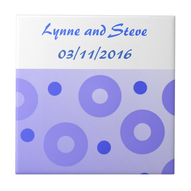 Blue Circles and Dots Save the Date Tile (Front)