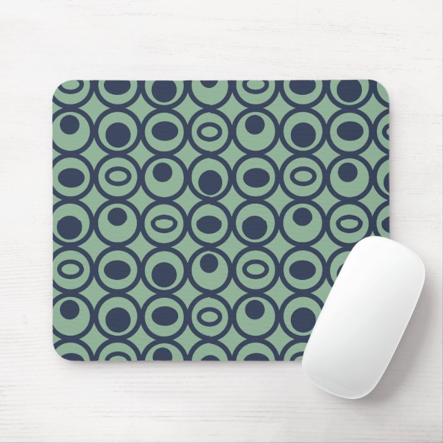 Blue Circles in Circles Mouse Pad (With Mouse)